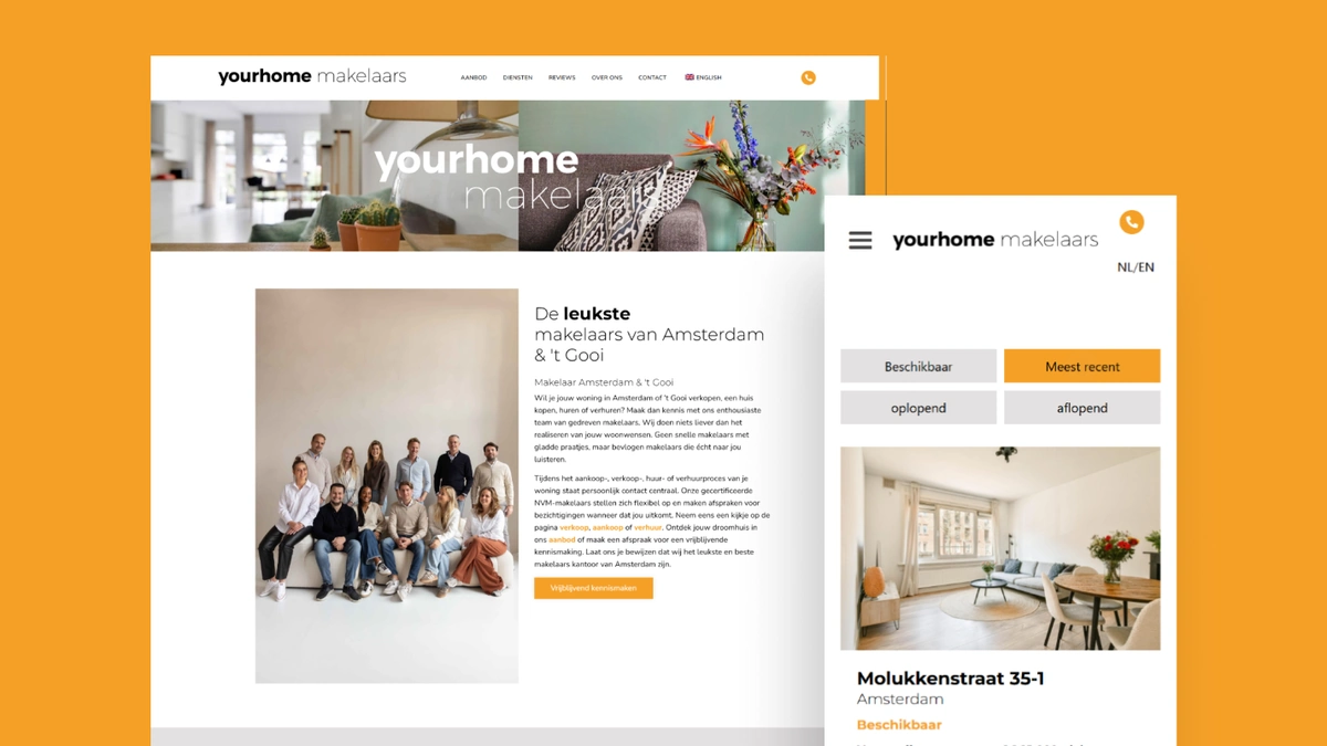 Website en merkidentiteit van Yourhome makelaars