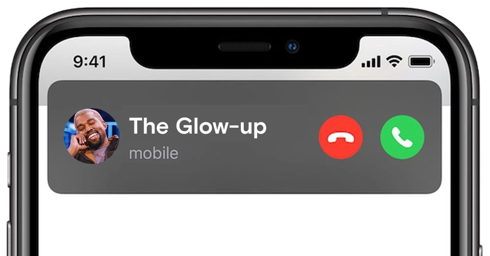 Inkomende oproep van The Glow-Up